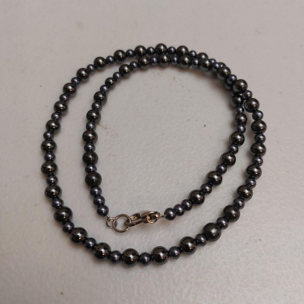 Gunmetal Tone Metal Beads Single Strand Necklace